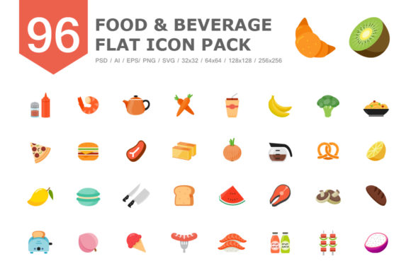 96 Food Beverage Color Flat Icon Review for Real Projects