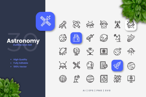 Astronomy Icons: A Simple Graphic Design Asset for Modern Digital Creators
