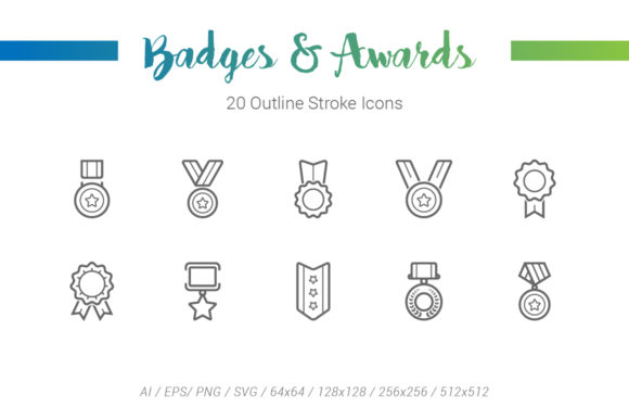 Badges Award Outline Stroke Icons for Local Business Branding