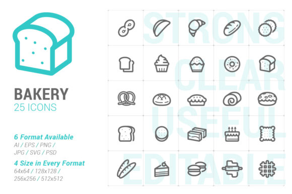 Bakery Sweet Strong Line Icon: A Versatile Graphic for Handmade Creations