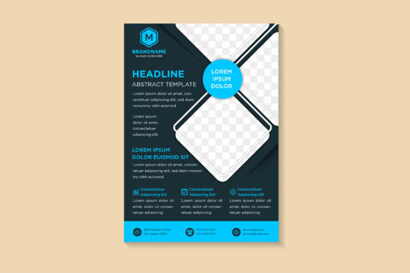 Business Dark Blue Flyer Vertical: A Modern Graphic Design Asset for Local Branding