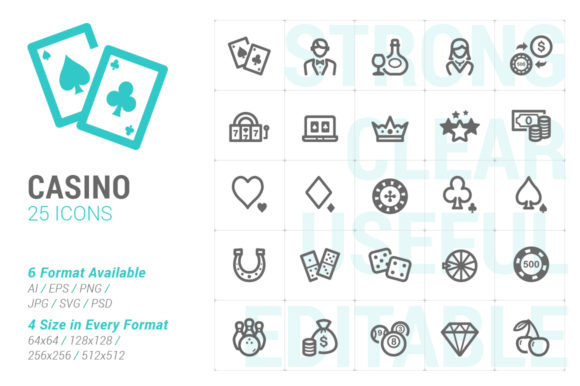 Casino Gambling Strong Line Icon Review for Real Embroidery Projects