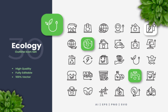 Ecology Icons: A Simple Graphic Design Asset for Local Business Branding