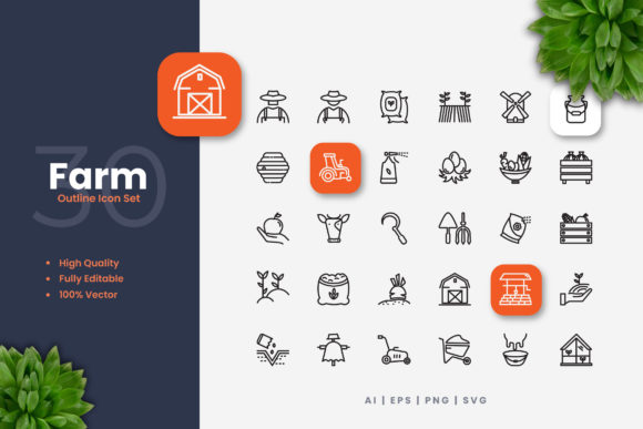 Farm Icons: A Simple, Clean Graphic Design Asset for Creative Projects