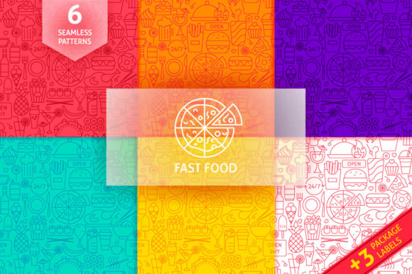 Fast Food Line Tile Patterns: A Versatile Graphic Design Asset