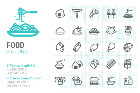 Food Strong Line Icon: A Versatile Graphic Design Asset for Crafters