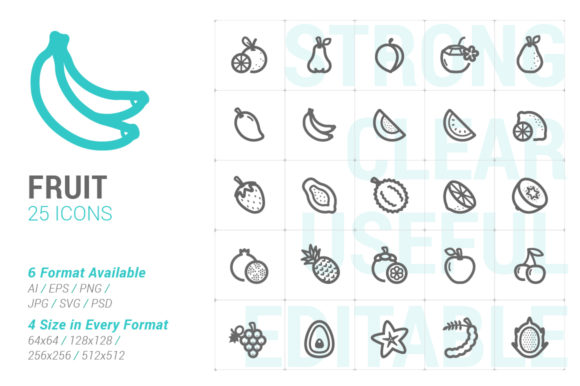 Fruit Strong Line Icon: A Versatile Graphic Design Asset for Creative Projects