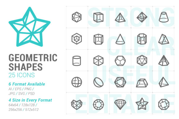 Geometric Shapes Strong Line Icon for Digital Sellers