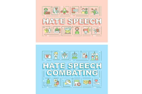 Hate Speech Word Concepts Banner Bundle for Graphic Templates