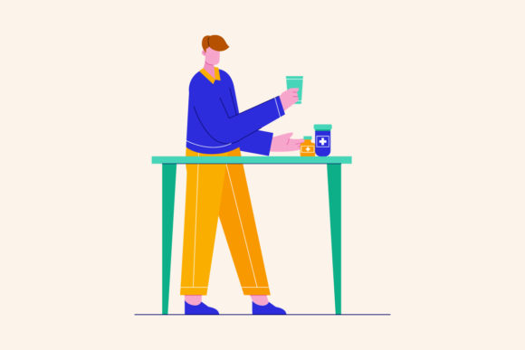 Man is Taking Medicine Illustration: A Versatile Graphic for Handmade Creations