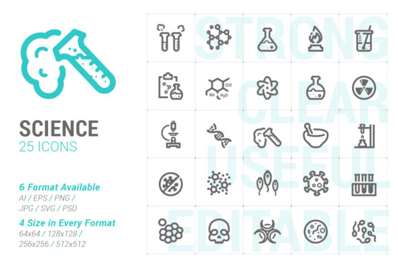 Science and Virus Strong Line Icon: A Powerful Graphic Design Asset for Modern Branding