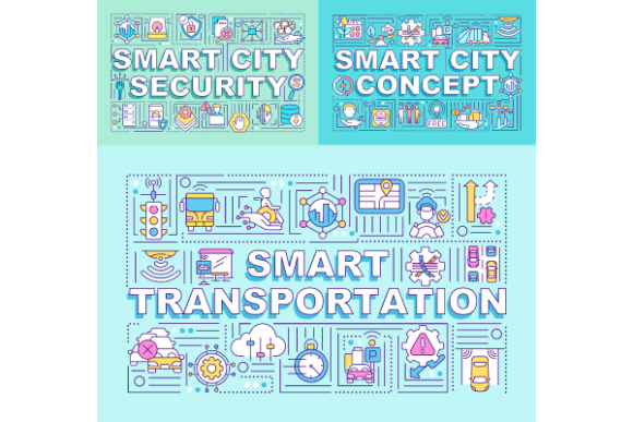 Smart City Word Concept Banners for Graphic Templates