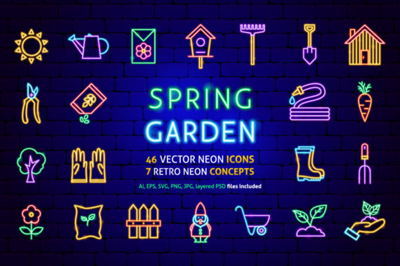 Spring Garden Neon: A Versatile Graphic Design Asset for Digital Sellers