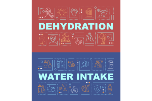 Water Consumption Word Banners Bundle: A Fresh Graphic Design Asset for Digital Sellers