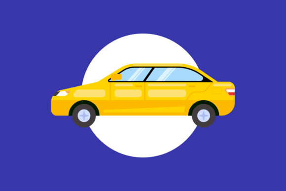 Yellow Saloon Car Vector Illustration: A Versatile Graphic for Local Business Branding
