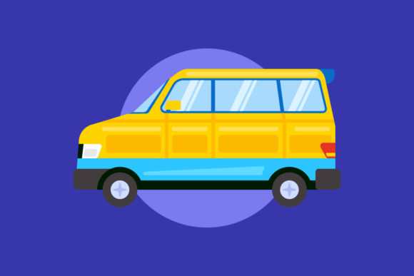 Yellow Van Car Vehicle Illustration: A Flat-Style Graphic for Crafters